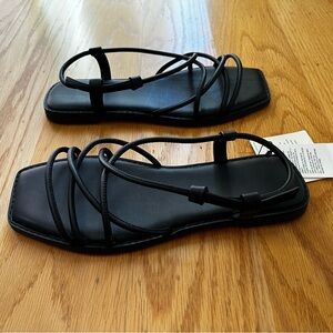 Uniqlo Black Strappy Square-Toe Sandals size 7 new with tags